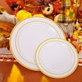 thumbnail image 2 of 125 PCS Thanksgiving Plastic Plates - Fall Plates/Friendsgiving Plates Include 25 Dinner Plates, 25 Salad Plates, 25 Forks, 25 Knives, 25 Spoons for Parties/Thanksgiving, 2 of 17