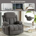 thumbnail image 3 of HSUNNS 360° Swivel Recliner Chair with Massage & Heat, 135° Recline, Living Room Recliner with USB Port, Cup Holder and Storage, 350LB Ergo Lounge Chair Grey, 3 of 11