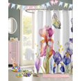 thumbnail image 2 of Easter Shower Curtain Iris Flower Butterfly Shower Curtains for Bathroom Decor Floral Leaves Branch Purple Bath Curtains Sets for Spring Easter Bathroom Decor Fabric Waterproof Standard 72" X 72", 2 of 5