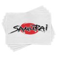thumbnail image 1 of Ambesonne Japanese Place Mats Set of 4, Samurai Lettering Sun, Standard Size, Red Black, 1 of 6