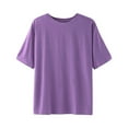 thumbnail image 4 of Baberdicy Women's Oversized Cotton T-Shirt – Loose Fit Crewneck Tee for Casual Wear, Soft Breathable Summer Top, Unisex Street Style Basic Wardrobe Essential (Purple | M), 4 of 5