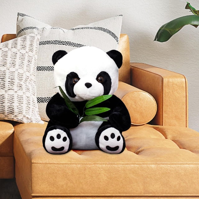 Cute Stuffed Animal Sitting Panda Plush Doll Pillow for Children Huggable Birthday Parties Gift Big Eyes Comfortable Adorable , 16cm Macarena Muñeca Panda