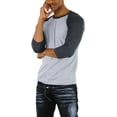 thumbnail image 5 of ToBeInStyle Mens Sleeved Baseball Inspired Classic Shirt Tee - 3/4 Sleeve - Charcoal Grey/Heather Grey - Large, 5 of 7