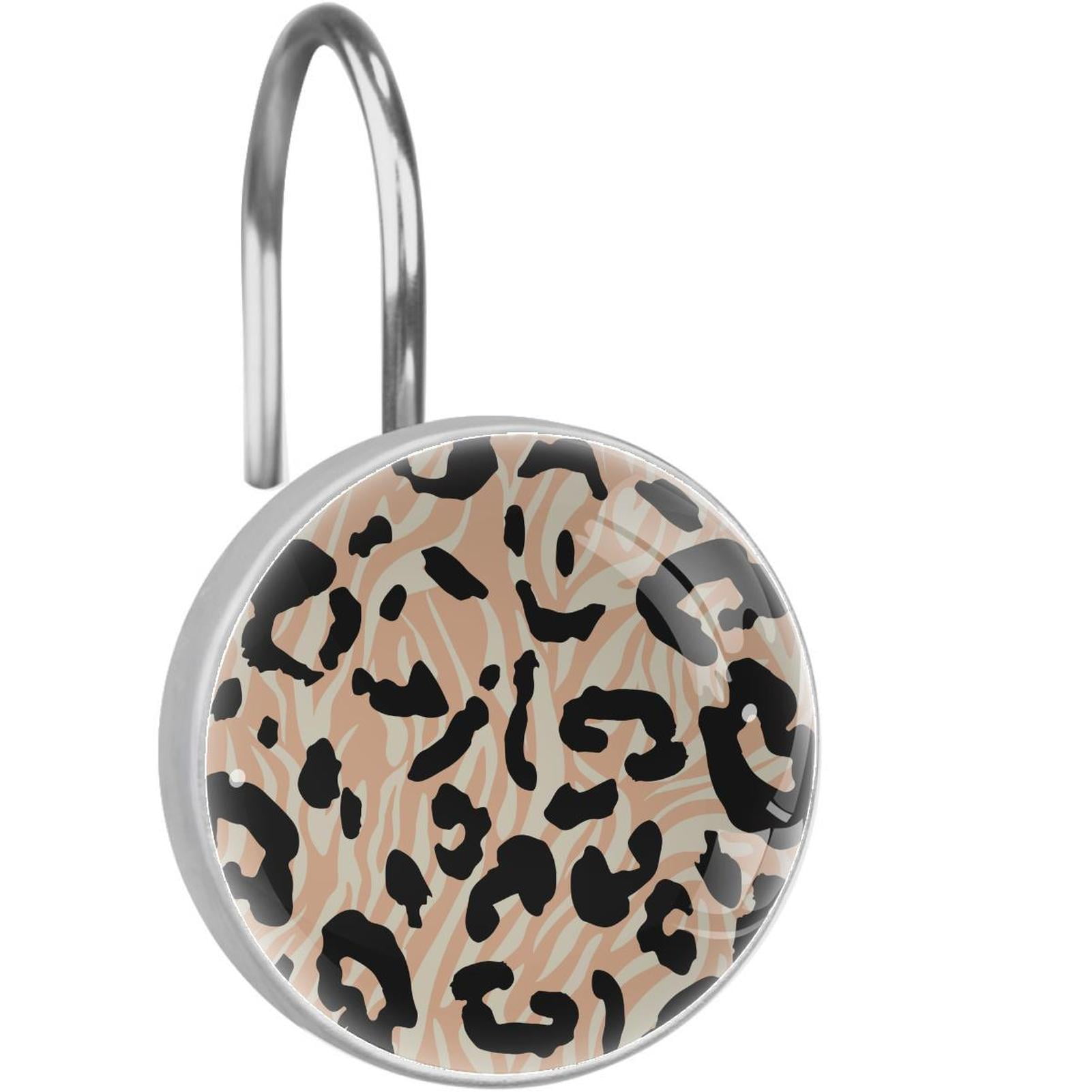 Leopard Print Shower Curtain Hooks（Set of 12）for Home Hotel Shower Rods ...