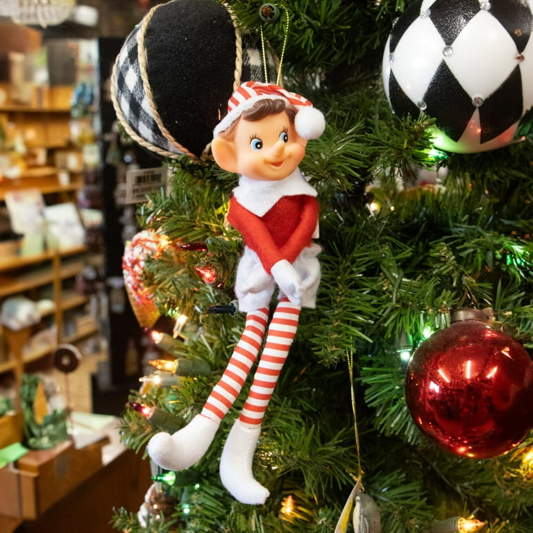 FLOWER TIME Retro Christmas Elf, Poseable Elf in Pointed Hat and
