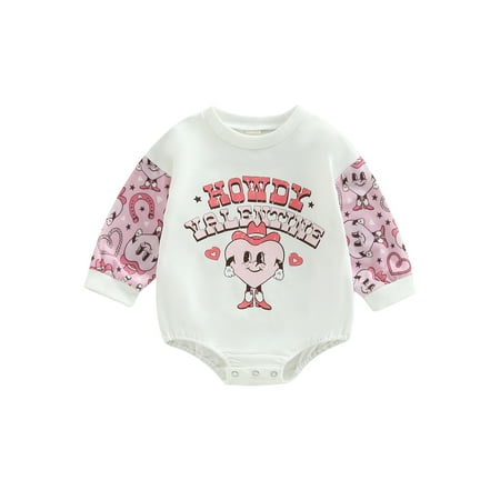 

Meihuida Baby Girls Jumpsuits Valentine s Day Letter Heart Print Casual Long Sleeves Sweatshirt Romper for Infant Toddler