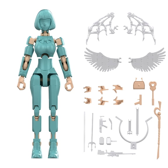 T13 5.51in 3D Printed Dummy Multi-Jointed Movable Robot with Various Colors and Rich DIY Accessories for Stop Motion Animation and Desktop Decor