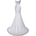 thumbnail image 2 of SOLOVEDRESS Women's Beaded Pleat Lace Wedding Dress Mermaid Bridal Gown with Sash（White,10), 2 of 5