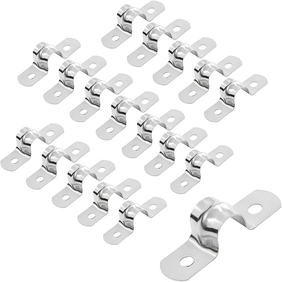 TALENO 25PCS Stainless Steel Two Hole Strap U Bracket Rigid Pipe Strip