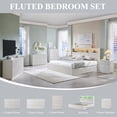 thumbnail image 7 of Aitjunz Modern King Size Bed Frame with 50" Tall Storage Headboard, 4 Under-Bed Storage Drawers, Fluted Wood Platform Bed w/ LED Lighting and Charging Station, No Box Spring Needed, White, 7 of 7