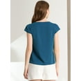 thumbnail image 3 of Camiseta Manga Tulipán Cuello En V Básico Para Mujer Azul índigo L, 3 of 5