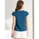 thumbnail image 3 of Camiseta Manga Tulipán Cuello En V Básico Para Mujer Azul índigo L, 3 of 5