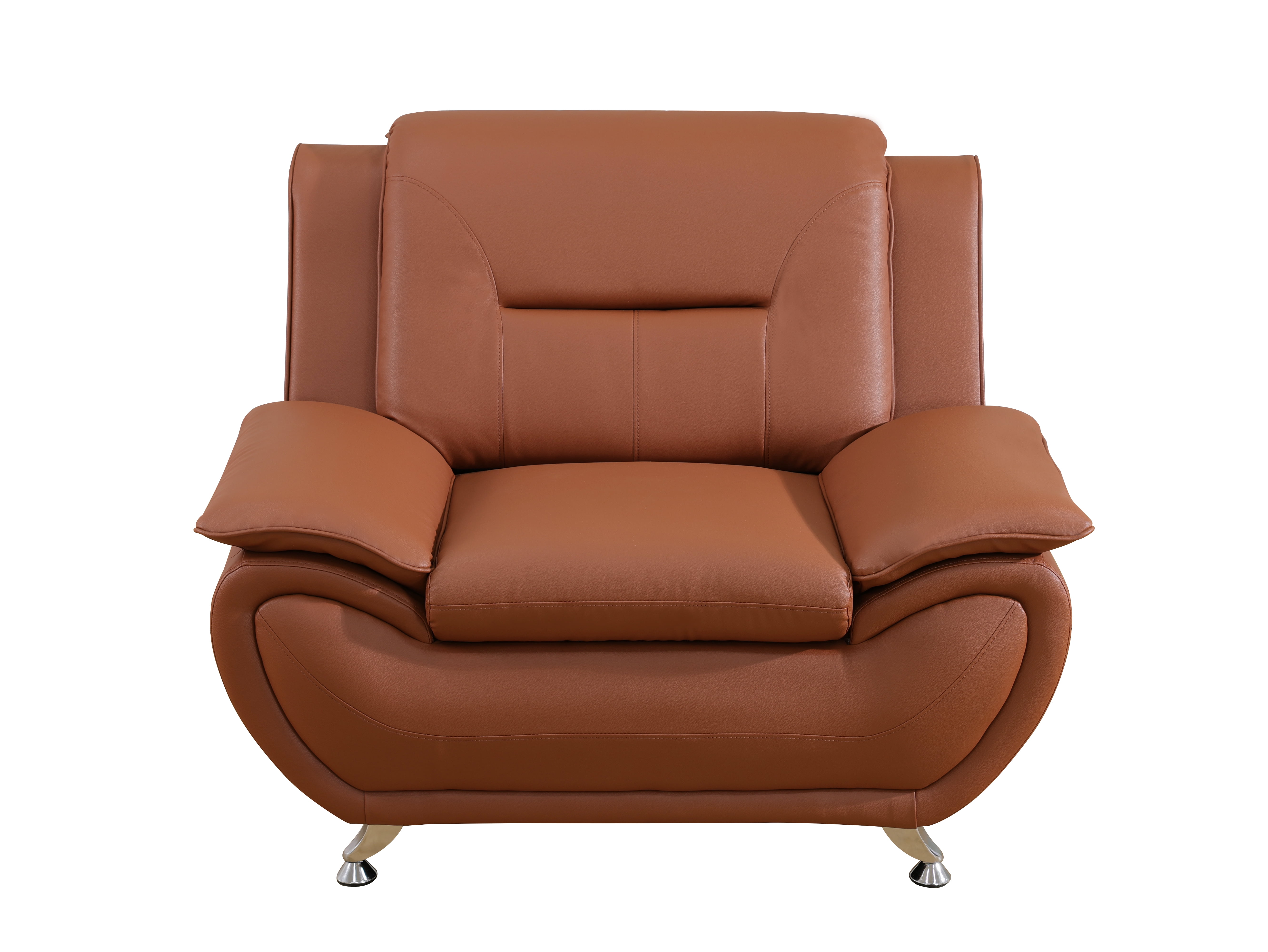BSHTI 46” Faux Leather Small Recliner Chair Single Sofa Couch with Backrest , Sponge Cushion, Solid Wood Frame for Living Room/Bedroom/Officer(Bright Bronze )