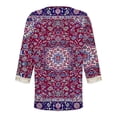 thumbnail image 5 of BangWanChi 3/4 Length Sleeve Womens Tops Plus Size Tunic Fashion Women's Summer V-Neck 3/4 Sleeve Lace Print Casual T-Shirt Blouse, 5 of 5
