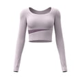 thumbnail image 5 of AGWOLF Workout Tops for Women Wrap Long Sleeve Shirts Buttercore Slim Fit Yoga Top Athletic Pilates Hiking T Shirt Purple M, 5 of 6