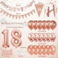 thumbnail image 2 of BIRLON 18th Birthday Decorations for Girls, Rose Gold Party Set with Number 18 Foil Balloon, Happy 18th Banner, Triangle Bunting, Sash, Cake Topper, Confetti Balloons, 2 of 7