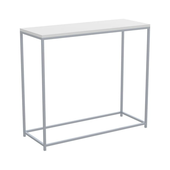 Safdie & Co. Modern 31"L Console Table with Silver Metal Legs in White