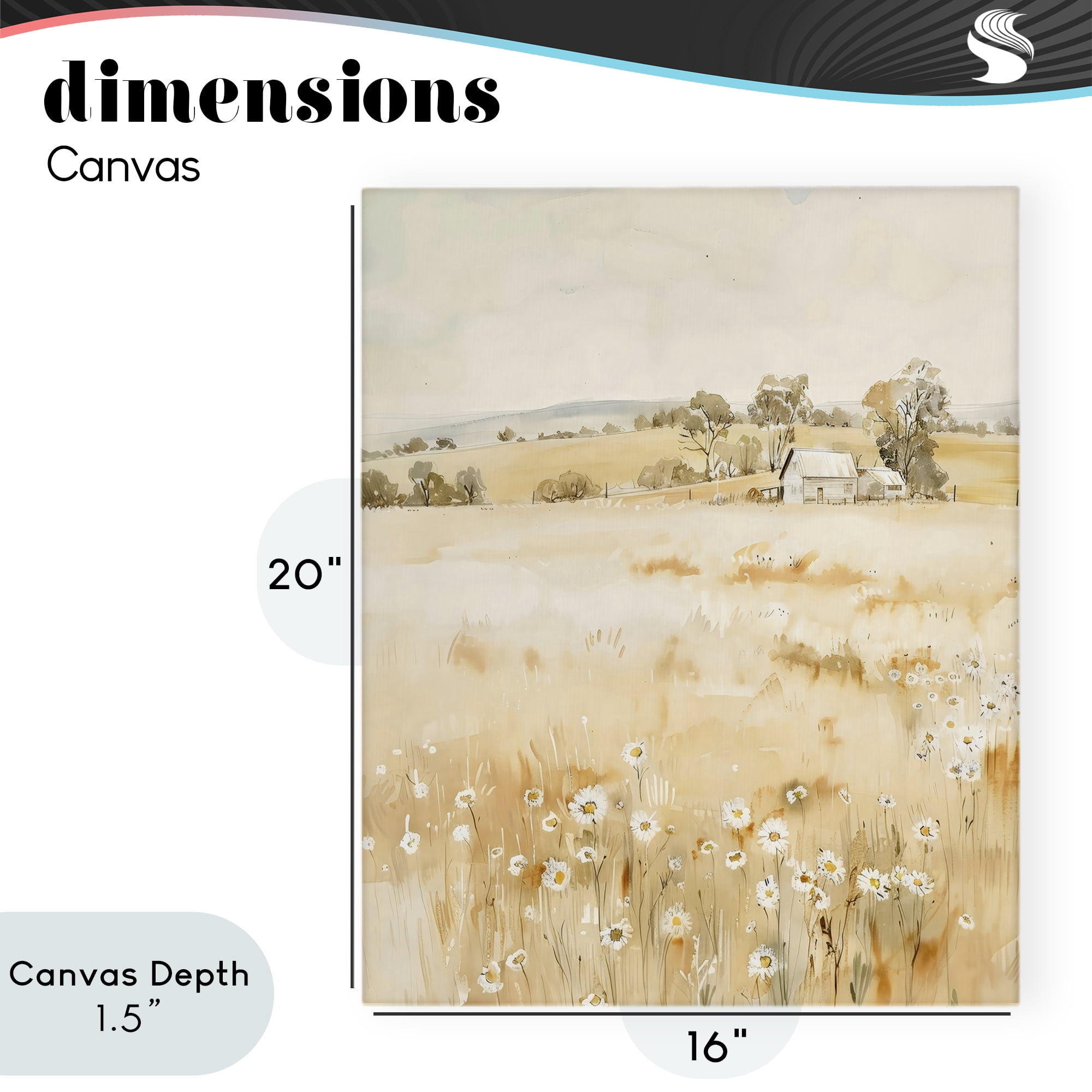 Stupell Industries Farm Country Meadow with Daisies Canvas Wall Art, design by Creative Studio