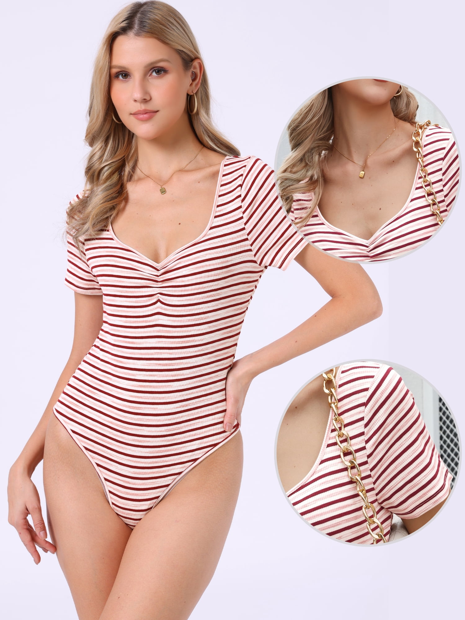 DARING DIVA Women's Spring Summer Ruched Fitted Tops Small Red