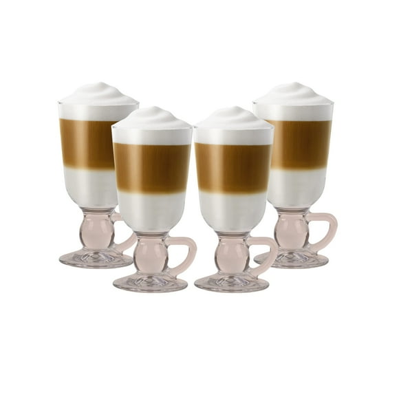 Set 4 Tazas de Vidrio Transparente para Capuchino, Modelo Irish Coffee, Pasabahce, Capacidad 280 Ml