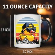 Cool Retro Duck Mug - Unique Rubber Duck with Sunglasses - Fun Animal Mug Gift Idea - 11 Ounce Black Rim Handle Novelty Coffee Cup - WMUG1712-BLK