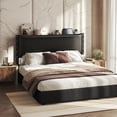thumbnail image 2 of Patbrela Headboard Queen Size, Luxury Oil-Waxed Leather Upholstered Headboard with Adjustable Height Headboard from 42.1" to 46.1", Black, 2 of 10