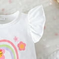 thumbnail image 4 of Girls Outfits Toddler Baby Girls Summer Floral Rainbow Print Flutter Sleeve Top and Shorts Two Piece Outfit Playwear Girl Outfits White 6 Months-9 Months, 4 of 7