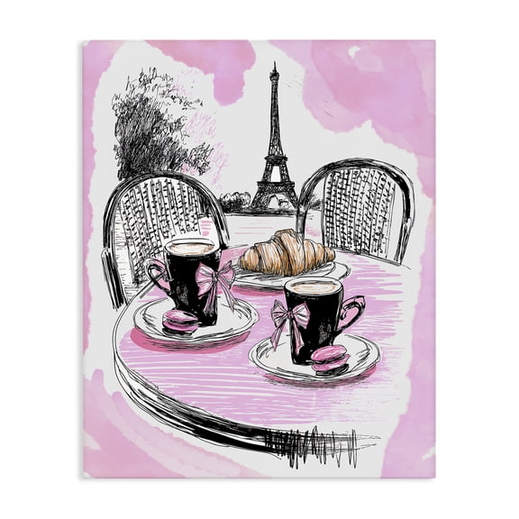 Stupell Industries Art Deco Pink Parisian Cafe Breakfast Canvas Art, 16 x 20, by Jess Stempel