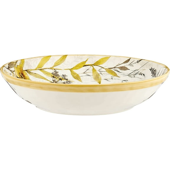 Bee Sweet 13"x3" Ceramic Serving Pasta Bowl with Hand-Painted Bee & Floral Design, Large Decorative Bowl for Salads, Soups & Sides, Cottagecore Tableware for Entertaining & Dining