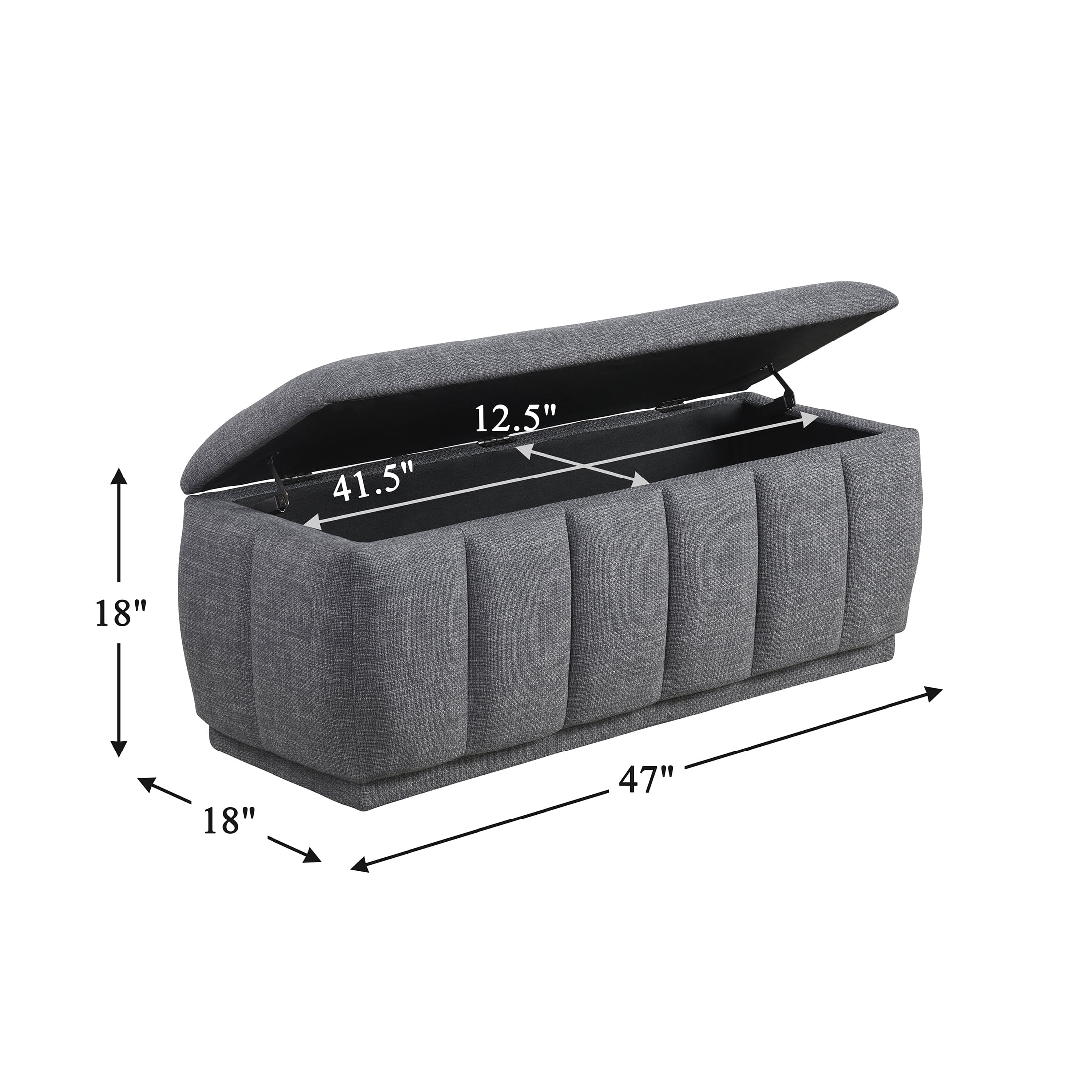 OakvillePark Halorini Textured Fabric Lift Top Storage Bench, Gray