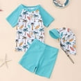 thumbnail image 2 of Kids Swimsuits Toddler Baby Boys Coconut Tree Crab Dinosaur Print Swimsuit with Rash Guard Hat Quick Dry Sun Protection Swimsuit Kids Swimsuits Light Blue 2 Years-3 Years, 2 of 7