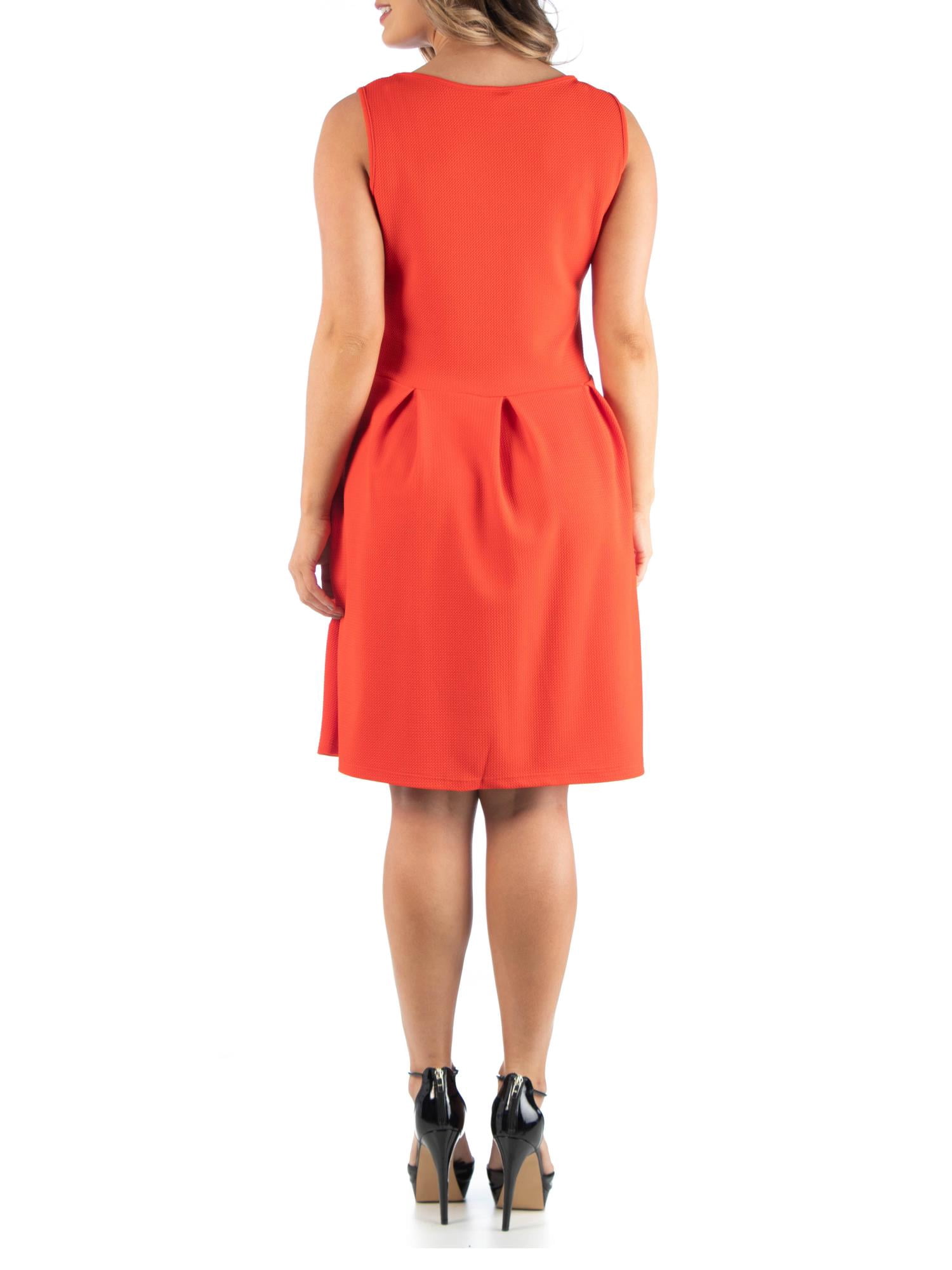 24seven Comfort Women's Plus Size Sleeveless Fit & Flare Mini Dress With Pockets - 1X To 3X - Made In USA