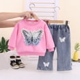 thumbnail image 2 of Toddler Baby Girl Sweatsuit Set Organic Cotton Fall Outfits Top and Pants Clothing Sets 6-12 Months 12-24 Months 2t 3t 4t 5t 6t 7t 8t 9t Children Red 4-5 Years, 2 of 5
