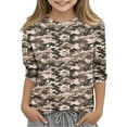 thumbnail image 2 of Girls Camouflage Printed 3/4 Sleeve Tops Teen Crewneck Dressy Casaul Shirts Summer Fall Lounge Outfits Slouchy Relaxed Classic Blouses 3-12 Years, 2 of 6