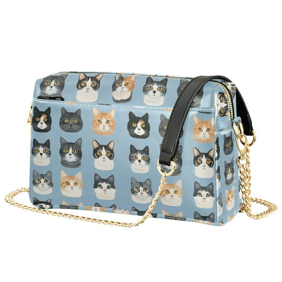 FORMRS Women Crossbody Purse with Chain Strap Vegan Leather Shoulder Handbag, Cartoon Cute Cat