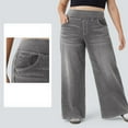 thumbnail image 4 of Women's High Rise Wide Leg Jeggings Stretch Pull On Jeans Pants Soft Denim With Pockets, 4 of 5