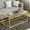 Gold, variant on Tempered Glass Coffee Table - Minimalist Center Table for Living Room, Office - Modern Top With Sturdy Metal Frame & Open Storage - Easy Assembly, Gold