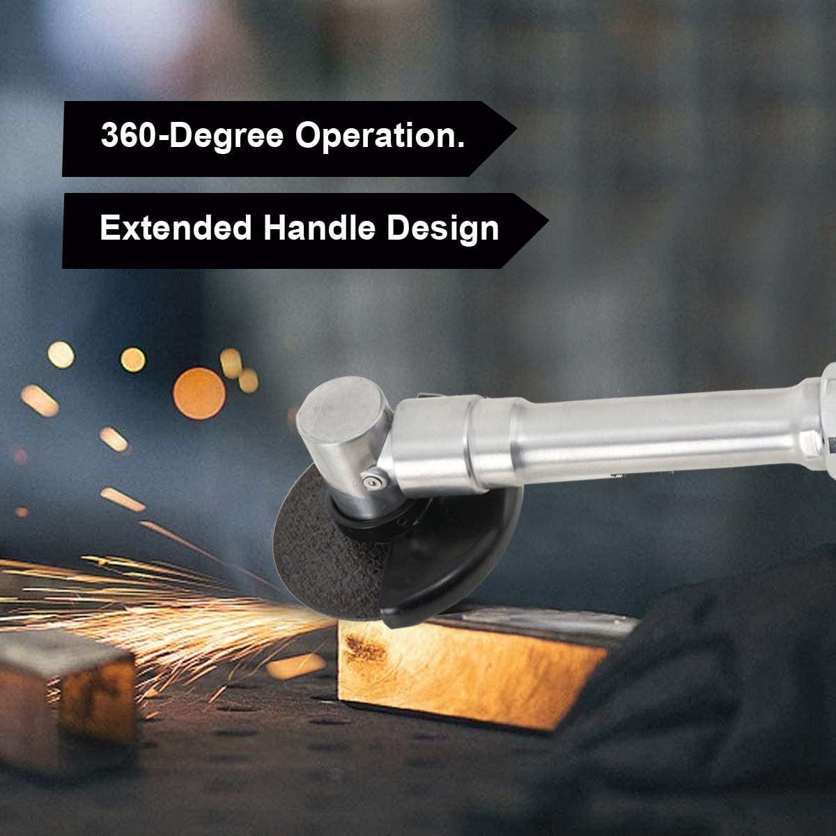 ECUTEE 1/4" Air Grinder, Air ‎Right Angle Die Grinder, Air Angle Edge Die Grinder Cutter Polisher Air Tool with Long Handle Safety Cover, 90PSI 18000RPM Long Handle Cutting Machine