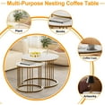 thumbnail image 4 of Modern Faux Marble Nesting Coffee Table 2 Sets, White & Gold End Side Nightstand, Versatile Design, Sturdy Practical Small Space Living Dining Room Table, 4 of 5