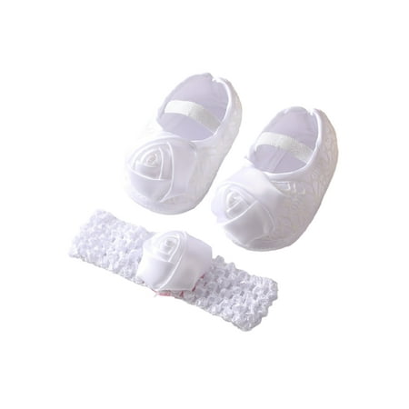 

Woobling Newborn Crib Shoes Soft Sole Mary Jane Flats Prewalker Moccasins Wedding Loafer Flat Cute Walking Shoe Princess Breathable White 3C