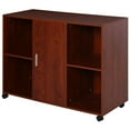 thumbnail image 6 of 39"W Lateral File Cabinet with Wheels, Wood Filing Cabinet with Door and 4 Open Shelves, Mobile Storage Cabinet Printer Stand,  Filing Cabinets for Home Office, Brown, 6 of 6