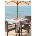 thumbnail image 2 of Easter Outdoor Tablecloth - 60x60 Inch Square Dining Table Cover, Spring Pink Rabbit Ear Colorful Eggs Stripes Waterproof Outdoor Table Cloth with Umbrella Hole & Zipper for Picnic/Patio/Party, 2 of 7