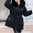 thumbnail image 4 of Fashion Winter Warm Hooded Coats for Womens Plus Size Casual Loose Solid Color Pocket Zippered Reversible Long Coat, 4 of 6
