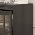 thumbnail image 4 of KULAGAGA 47.2" W Cubeical Storage Bookshelf with 4 Tiers Shelf, Modular Display Cabinet with Glass Doors,Modern Curio Cabinet for Home Office Living Room, Stackable Unit in Black, 4 of 8