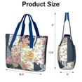 thumbnail image 3 of Tote Bag for Women - Pioneer Flower Shoulder Bag - Large Utility Work Duffle Bag with Zipper Handbag for Travel, Work, Sprots, 3 of 5