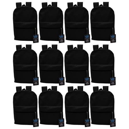 Bulk Backpacks, 12 Pack 17" Zippered Lightweight Outdoor Travel Gym Corporate Events Bag