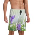 thumbnail image 2 of Balery Purple Butterfly On Wild Pantalones cortos de pijama de punto de algodón para hombre con cinturilla y bolsillos-Medium, 2 of 6