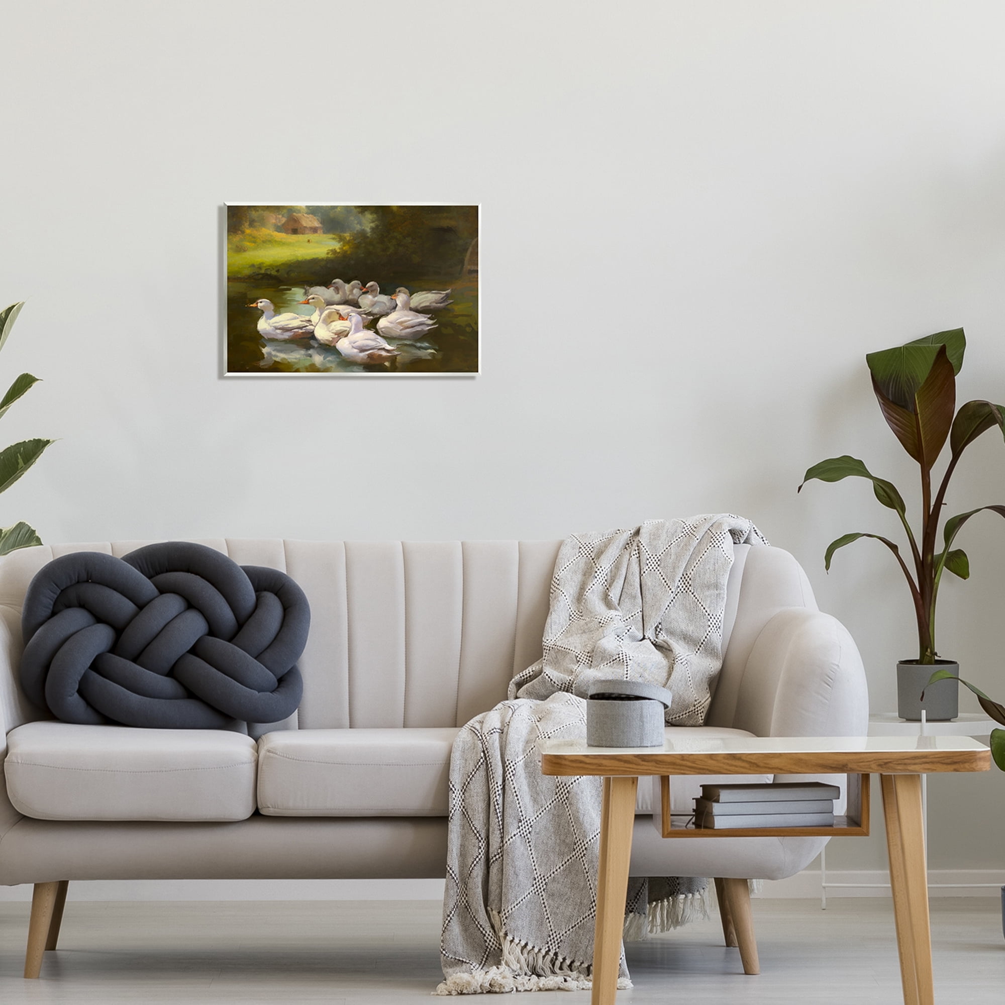Stupell Industries Country Ducks in Pond Animals & Insects Painting Unframed Art Print Wall Art, 19 x 13
