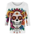 thumbnail image 4 of Women's Halloween Prints Shirt Crew Neck Long Sleeve Shirt Tops Basic Loose Fit Tunic Pullover Tee, 4 of 4