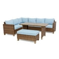 thumbnail image 2 of Better Homes & Gardens Brookbury 4-Piece Outdoor Wicker Patio Sectional Dining Set, Blue Cushions, 2 of 10